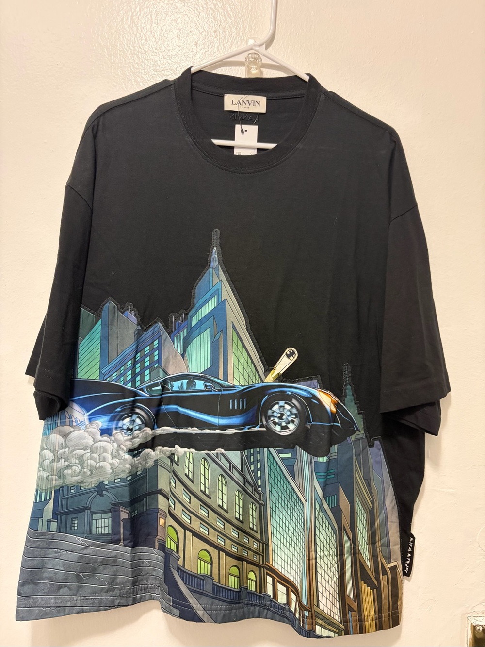 LANVIN Batman Printed Oversized T-Shirt Black Size Large